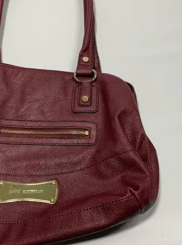 Dana Buchman  Women Satchel Shoulder Bag Double Strap Maroon Gold Hardware 9x13"