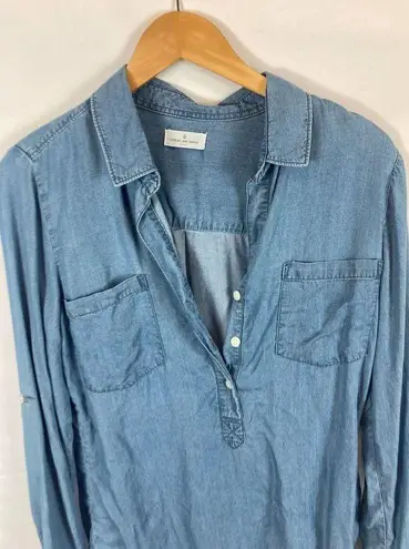 Thread and Supply  Chambray V Neck Long Sleeve Top Size Small