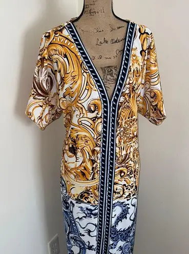 Ashley Stewart Chic Baroque Print Short Sleeve Dress