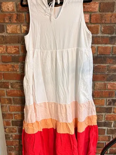 Ava & Viv  womens striped tiered sleeveless maxi dress white X thumbnail 3