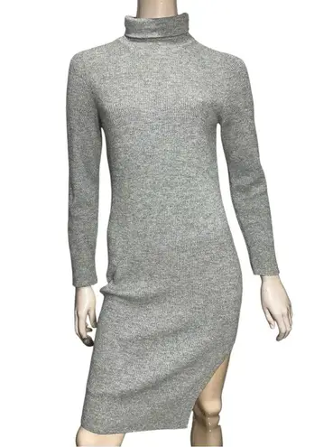 All Saints Women’s Size S Heather Gray Ribbed Sweater Knit Turtleneck Dress