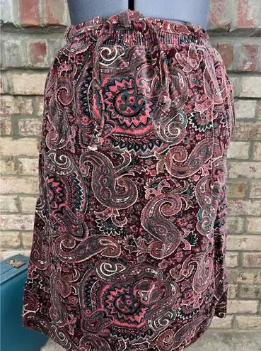 skirt velour paisley Aline maroon wine pink Red Size L