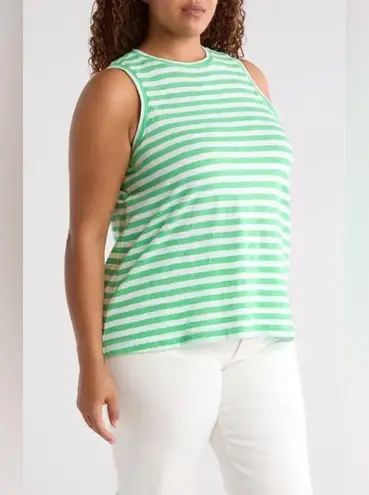 Caslon Women's Green & White Striped Sleeveless Top | Classic Cotton Tank