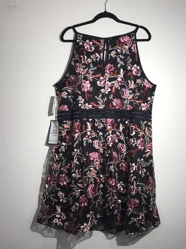 BCX Dress Black and Floral Spaghetti Strap Size 24W NWT