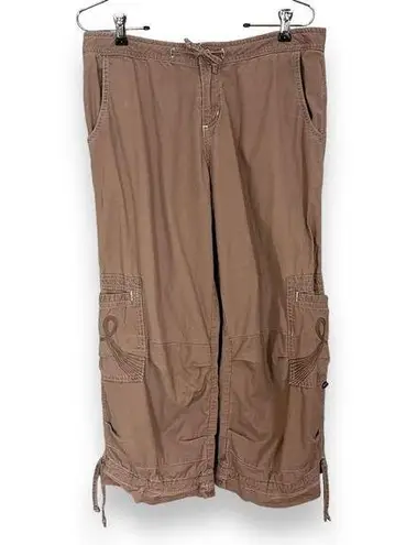 prAna  Pants Cargo Cropped‎ Brown Women Size Medium Drawstring Preloved Hiking