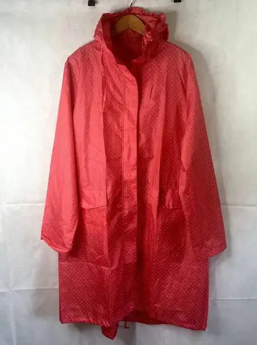 Oversized Long Rain Poncho Full Zip Polka Dot One Size Pink Size undefined