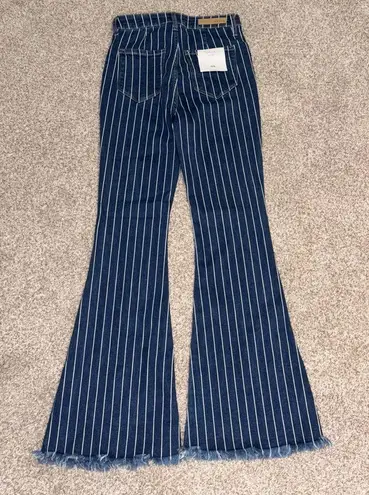 Cello Trendy high waist striped flares with hidden zipper. NWT