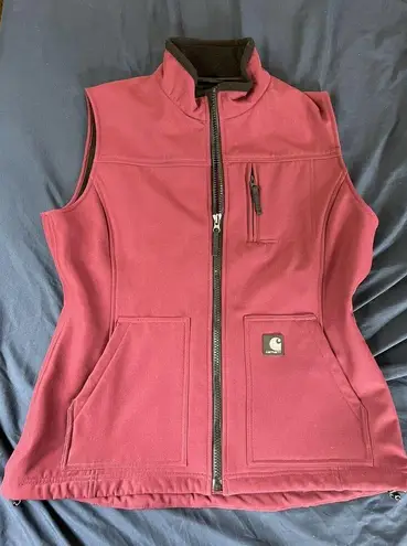 Carhartt  For Women Vest Large Softshell Full Zip Up Burgundy Fleece WV002‎ BRG