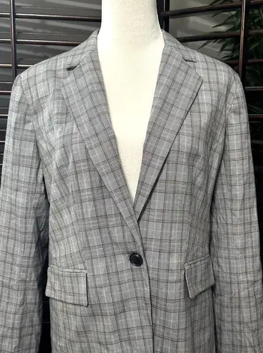 Nordstrom  Women's Gray Plaid Single Button Blazer M NWOT