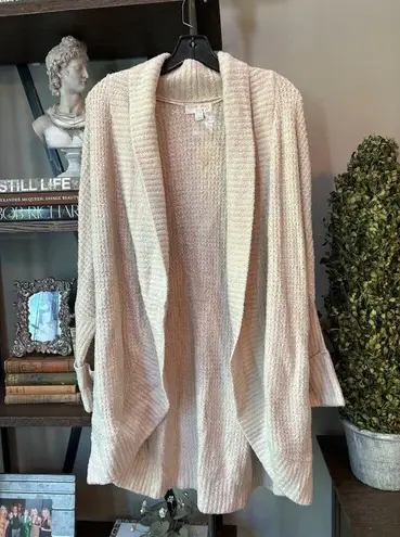 Barefoot Dreams CozyChic Open Front Chenille Shawl Cardi Seashell Womens Size L/