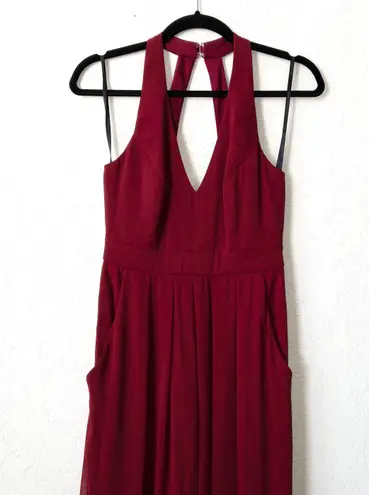 Dessy collection NWT Burgundy Backless Pleated Front Jumpsuit Size 0
