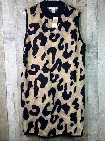 Planet Gold Plus Size 3X Animal Print Sleeveless Cocktail Party Sweater Dress