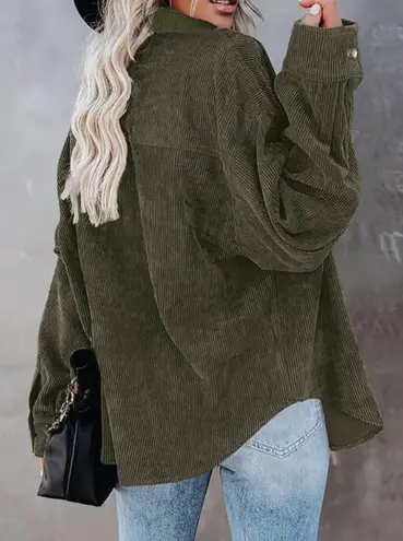 Dokotoo Womens Corduroy Shirts Casual Button Down Blouses Long Sleeve Oversized Tops with Pockets