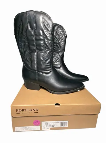 Portland Boot Company Size 10 Olympia Womens Black Cowgirl Western Boots Wide Ca