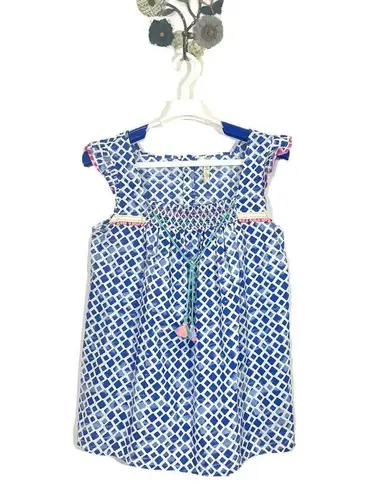 Matilda Jane Adventure Begins Womens Wandering Waters Top Blue Smocked Small
