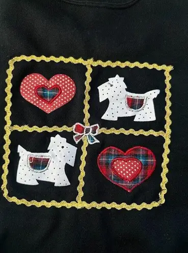 Vintage Separate Issue Sweatshirt Black Scottie Dog Heart Granny Valentine Large