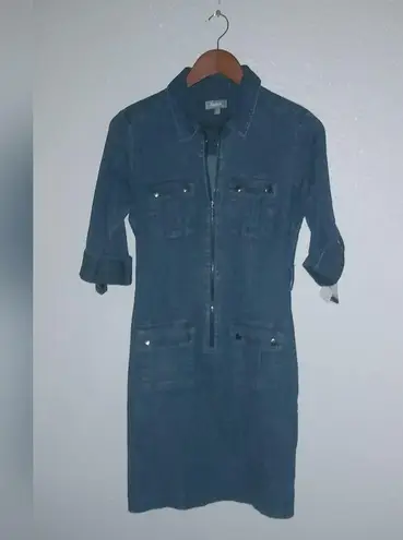 Neiman Marcus 4 Cargo Steel Riveted Denim Shirt Dress NWT