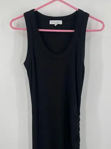 Michael Stars NEW Marine Dress Size Small Black Ribbed Ruched Tie Maxi Bodycon