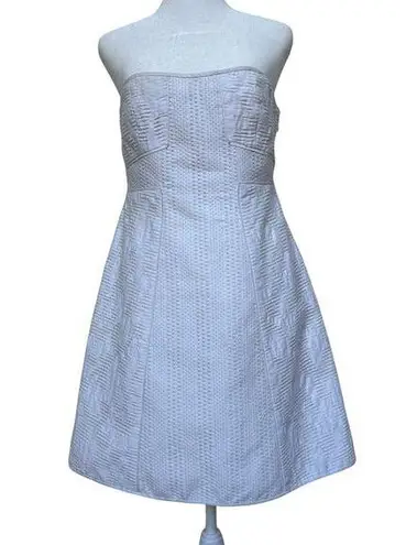 Tibi Strapless White Textured A-Line Dress - Size 6