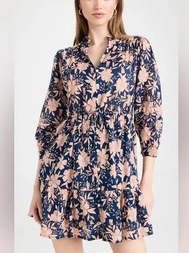 Trovata Birds of Paradis Yulia Floral Paloma Floral Long Sleeved Shirtdress | M Blue Size M