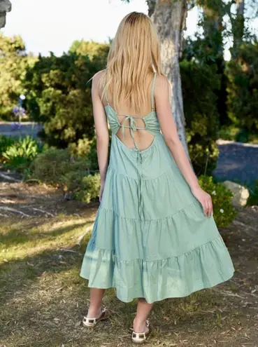 The Comfy And Ready Sally Spaghetti Strap Dress In Green Size Small