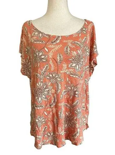 Rachel Roy Coral Pink Floral Linen Blouse Women's Top Size XL | 73-8