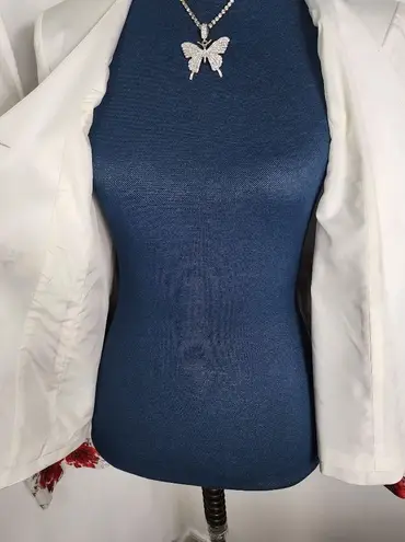 Victor Costa Occasion White with Red Flower Design Jacket and Pant Suit Size M