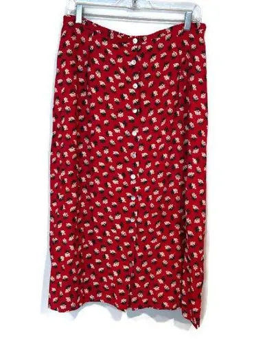 Jones Studio Vintage Floral Red Maxi Skirt