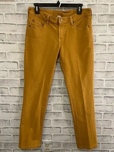 Garnet Hill Women’s mustard colored straight leg jean pants, size 6P