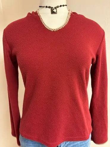 Fashion Bug Women’s Y2K Grunge Embroidered Red Hooded Shirt