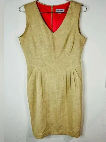 Shelby & Palmer Tan Sleeveless Sheath Dress Professional Work Size 6 Polyester
