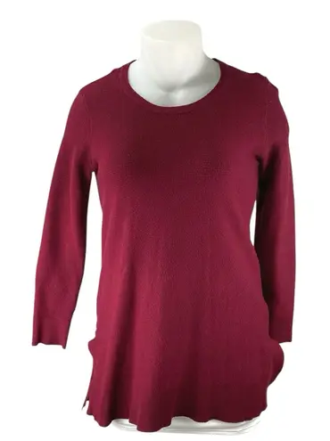 Cyrus Women's Red Long Sleeve Crew Neck Knit Tunic Sweatshirt Sweater Top Size L