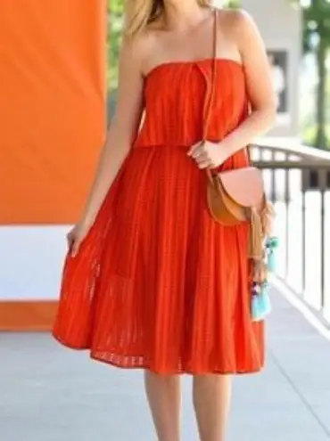 Saylor x Revolve Womens Strapless Midi Dress Sz S Orange Eyelet Party Wedding