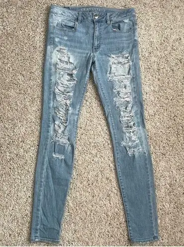 American Eagle  ripped skinny jeans, size 6 long!