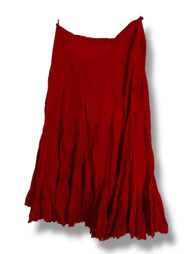 Chaudry by Anthropologie Merlot Red Asymmetrical Midi Skirt | Size M | NWT Size M