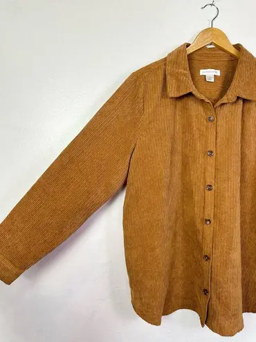 Christopher & Banks Dark Caramel Corduroy Button Up Shacket size XL