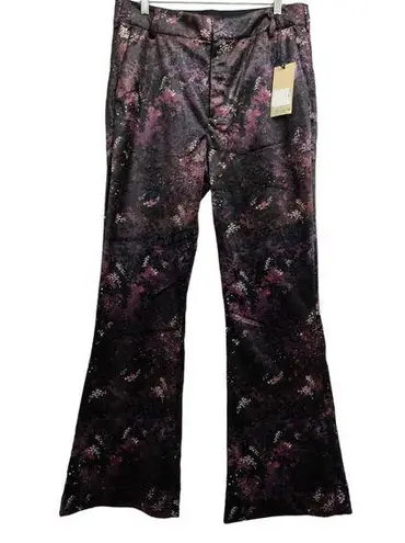 Scotch & Soda Velvet High Rise Flared Trousers Pants Multicolor Pockets 32 New