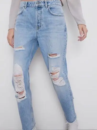 ZARA  RIPPED MOM FIT JEANS Z1975 Size 2 NEW