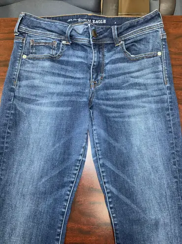 American Eagle Kick Boot Dark Wash Super Stretch Denim Jeans Size 10 Short