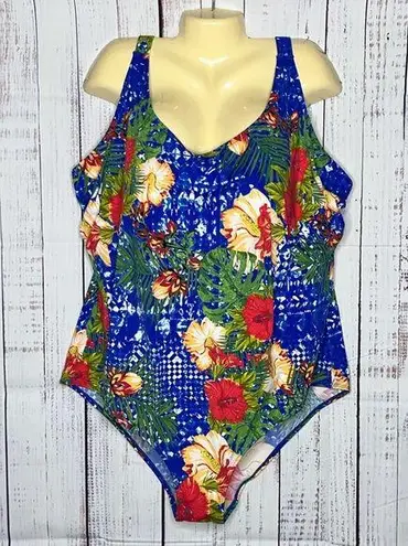 Swimsuits for All Size 32 Tropical Floral Print One Piece Bathing Suit Swimsuit Blue