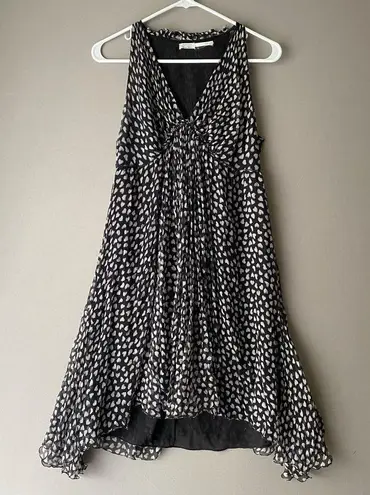 Leon Max Vintage sz 6 Y2K heart print 100% silk mini dress Black