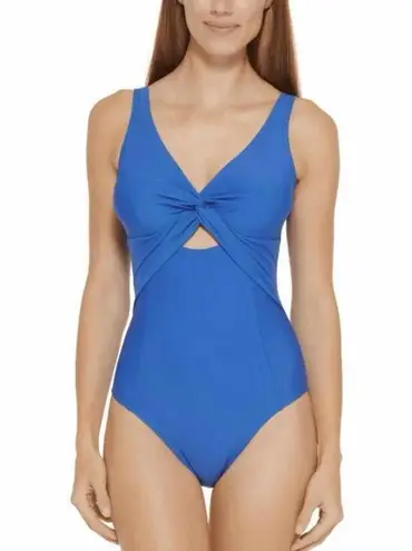 DKNY  LAPIS Peek-a-Boo Twist One-Piece Swimsuit Size 18