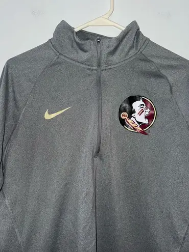 Nike LG  Dri-Fit Grey Florida State University FSU Quarter Zip Long Sleeve Jacket