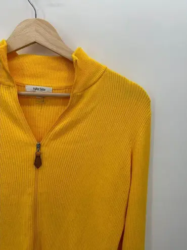 Tyler Boe Yellow Full Zip Double Zipper Thermal Sweater Womens Size XS