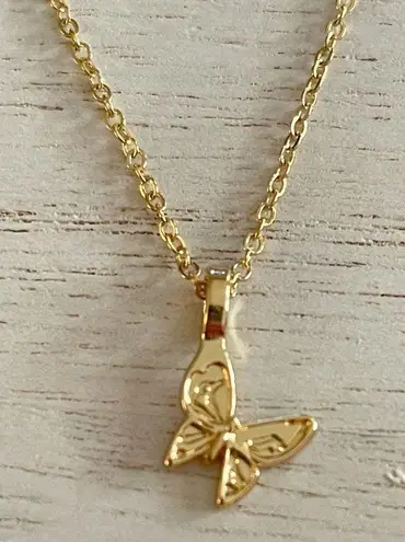 Dainty gold tone butterfly necklace