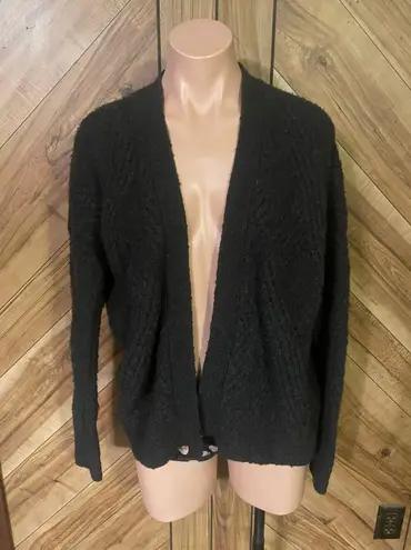 Anthropologie Moth XS Wool Blend Black Open Front Cardigan