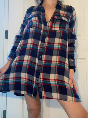 re:named Flannel Shirt Dress