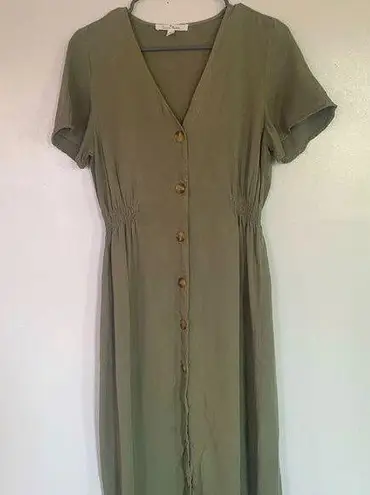 Love Tree  Woman Ankle Dress Button Front Size M Olive Sage color