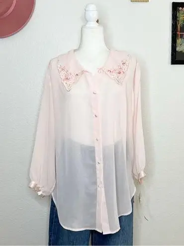 Vintage Etienne NWT Pink Floral Embellished Top S