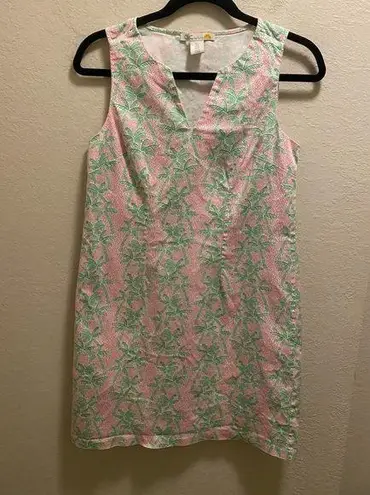 C&C California Green & Pink Preppy Palm Tree Shift Dress Size 6
